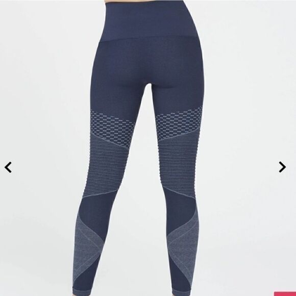 Spanx Look At Me Know Seamless Moto Leggings Indigo Sky Size Small - Picture 2 of 11